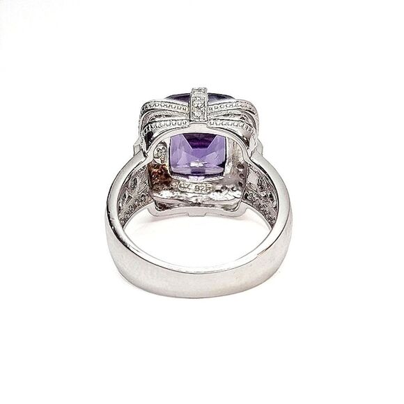Cushion Cut Tanzanite Split Shank & Split Gallery Statement Ring | Size 8 - Picture 7 of 15